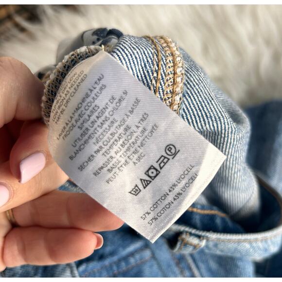 We the Free People Women's Denim Mid Waist Barrel Cropped Jeans Blue Size 30 - Picture 11 of 14